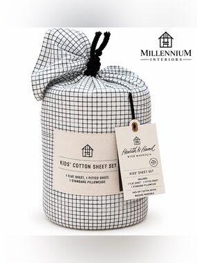 Hearth & Hand with Magnolia Foggy Day Twin Sheet 3 pc Set w/ Pillowcase NEW